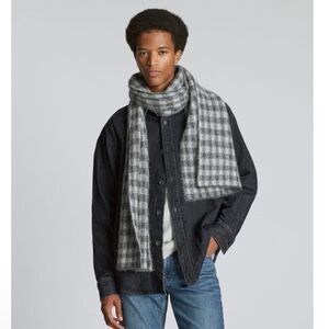 NWT Everlane Unisex The Alpaca Patterned Scarf Gray Buffalo Check One Size